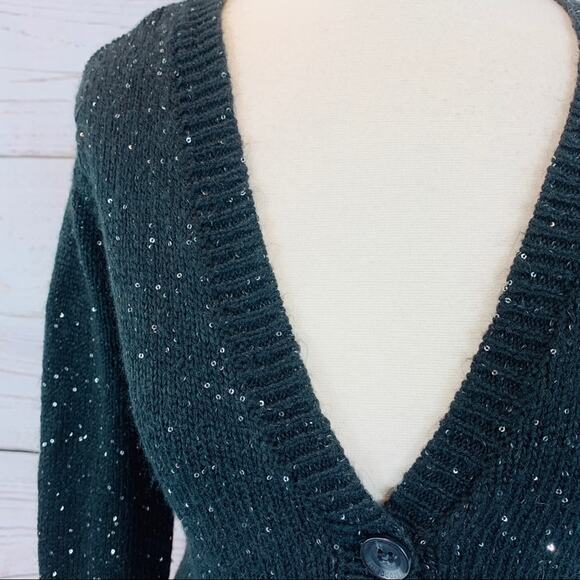 Aeropostale black silver sparkle cardigan sweater - Picture 2 of 8